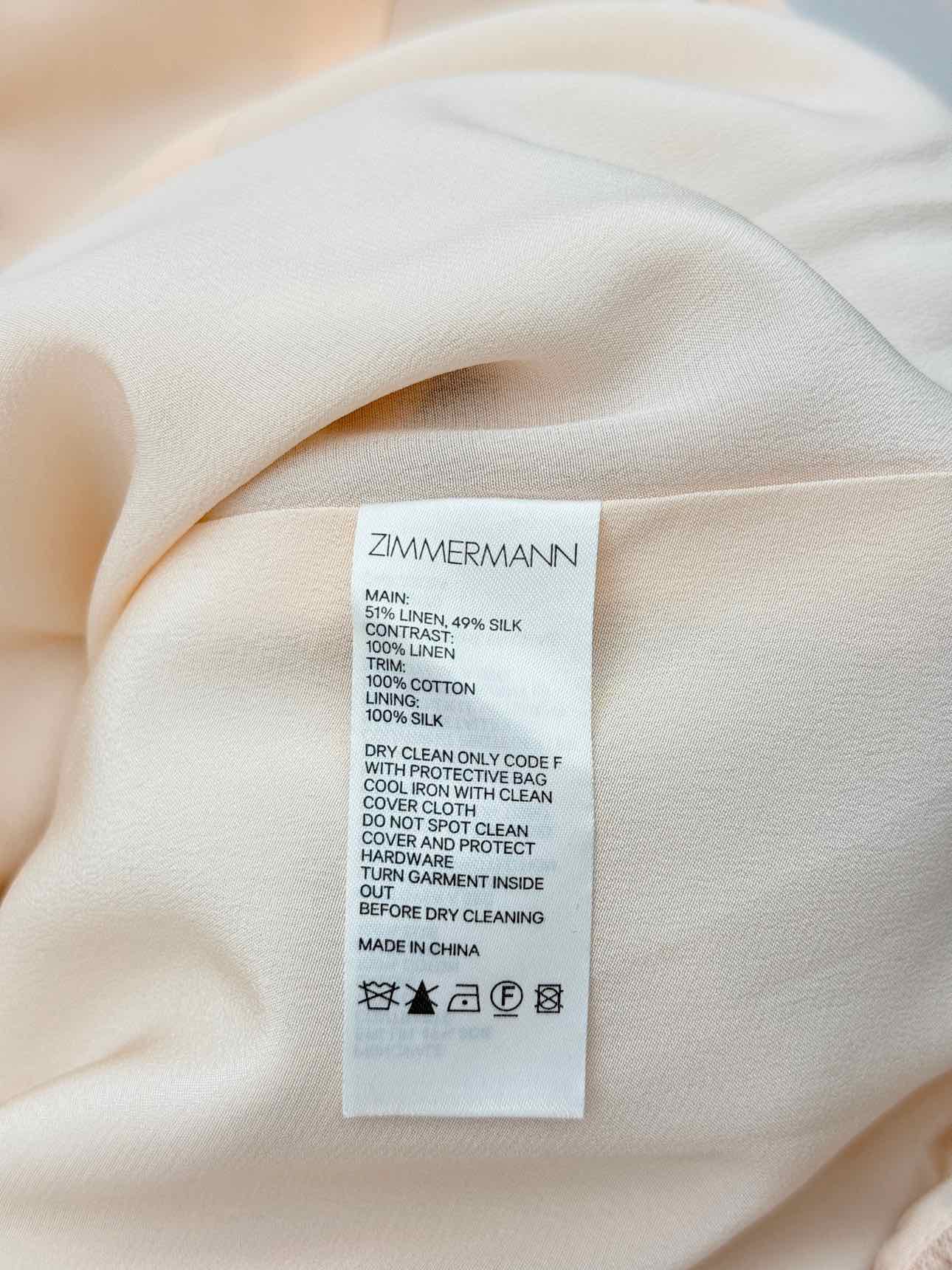 ZIMMERMANN Pink w/ Brown Size Medium Short Dress
