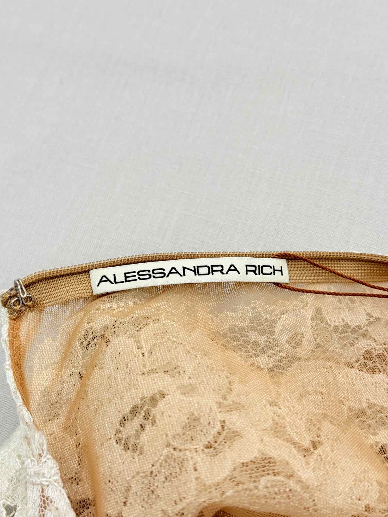 ALESSANDRA RICH White & Brown Size US 8 Long Dress