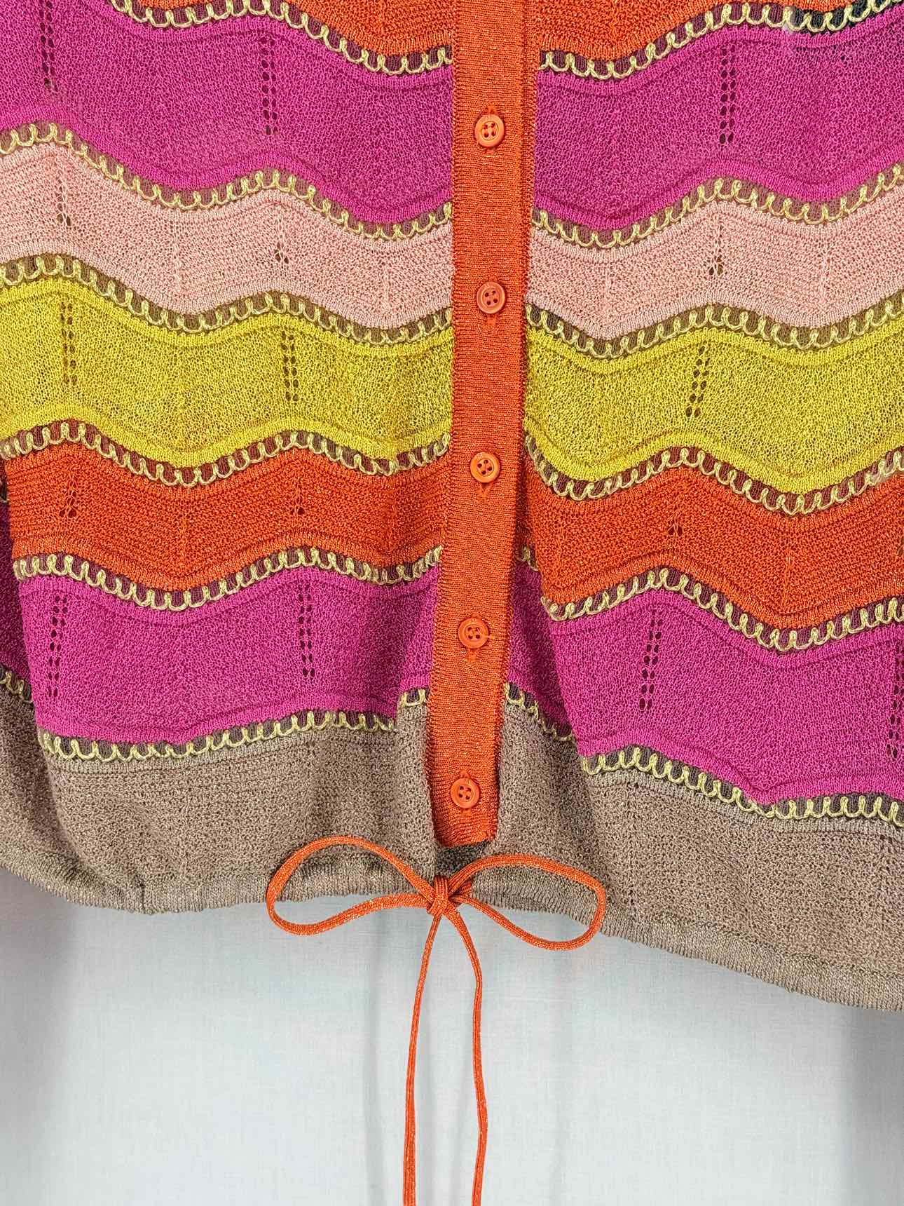 M MISSONI Pink Multicolor Chevron Size US 4 Cardigan