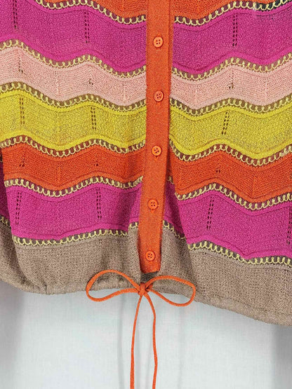 M MISSONI Pink Multicolor Chevron Size US 4 Cardigan