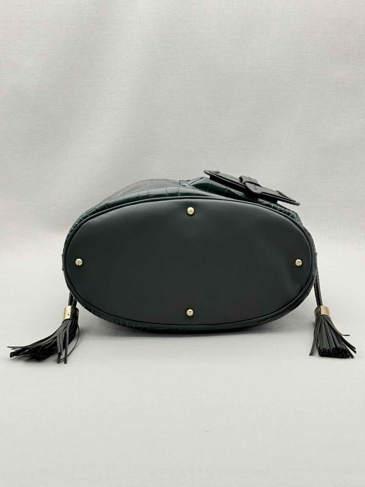 LANCEL Premier First Green Croc Embossed Bucket Bag