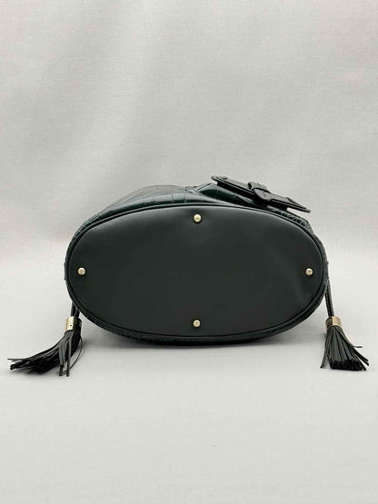 LANCEL Premier First Green Croc Embossed Bucket Bag