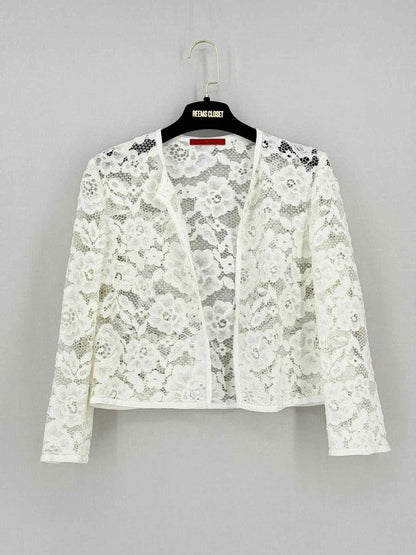 CAROLINA HERRERA White Floral Size XSmall Cardigan