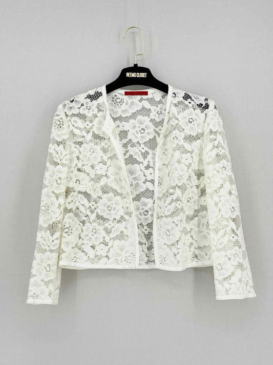CAROLINA HERRERA White Floral Size XSmall Cardigan