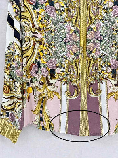 VERSACE Gold Multicolor Baroque Print Size US 6 Shirt