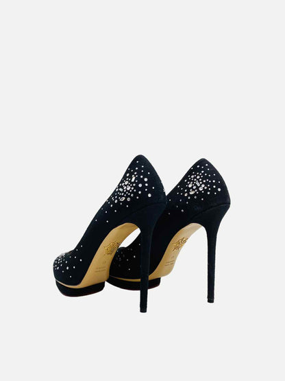 CHARLOTTE OLYMPIA Bejewelled Dotty Black Pumps 41