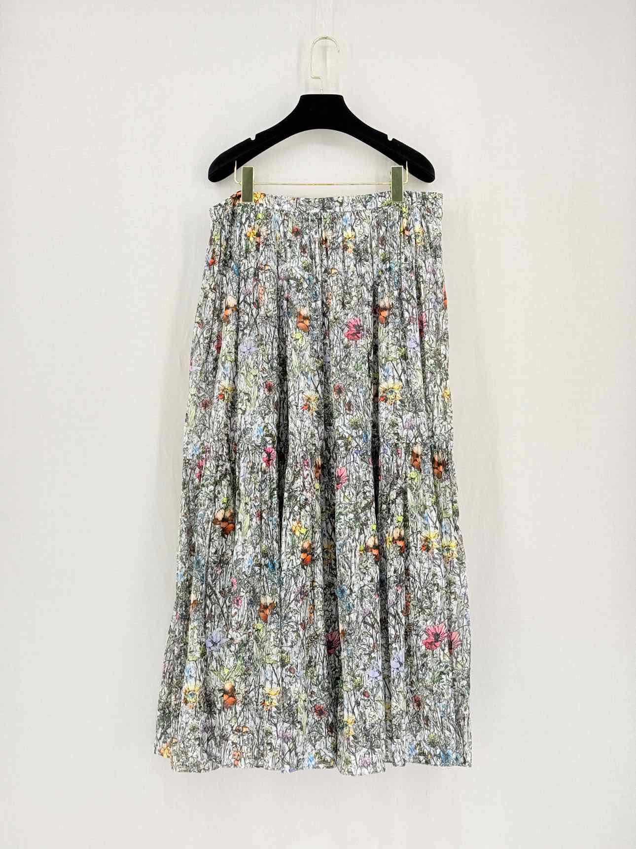CHRISTIAN DIOR White Multicolor Size Medium Long Skirt