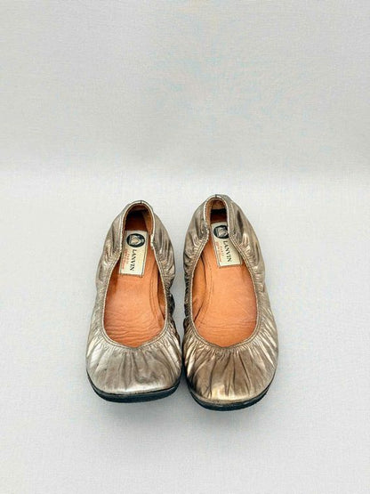 LANVIN Scrunch Metallic Gold Size EU 38 Ballet Flats