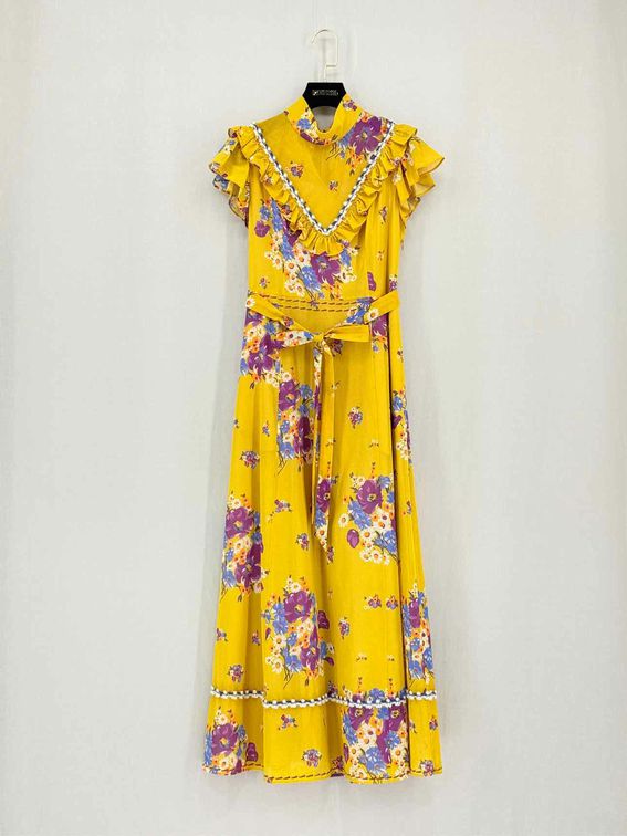 COACH Yellow Multicolor Size US 00 Midi Dress