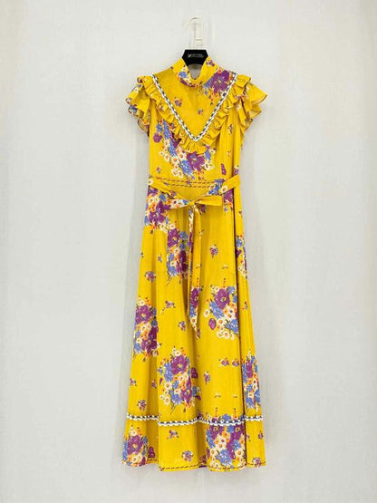 COACH Yellow Multicolor Size US 00 Midi Dress