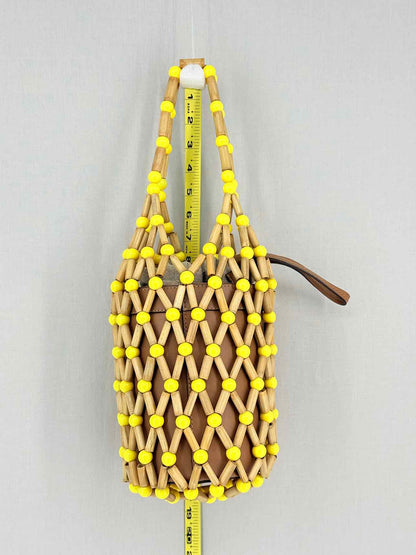 WAI WAI RIO Fefi Brown & Yellow Beaded Bucket Bag