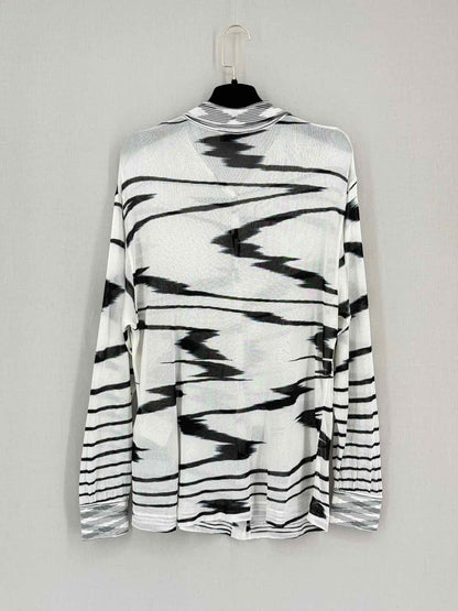 MISSONI White & Black Abstract Striped Size US 6 Shirt