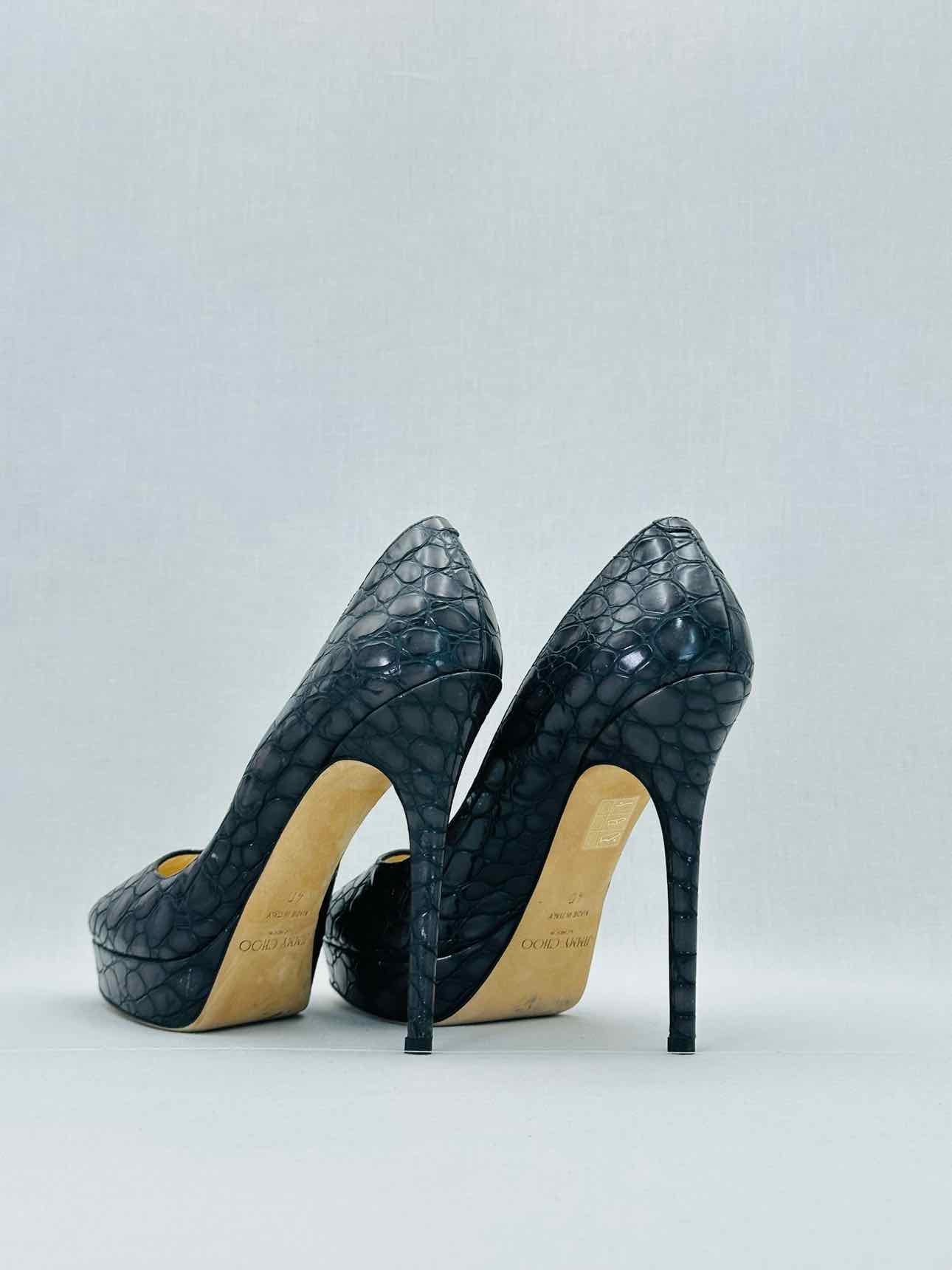 JIMMY CHOO Black Croco Embossed Size EU 40 Pumps