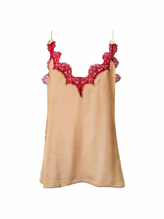 GUCCI Beige & Red Lace Size US 6 Camisole