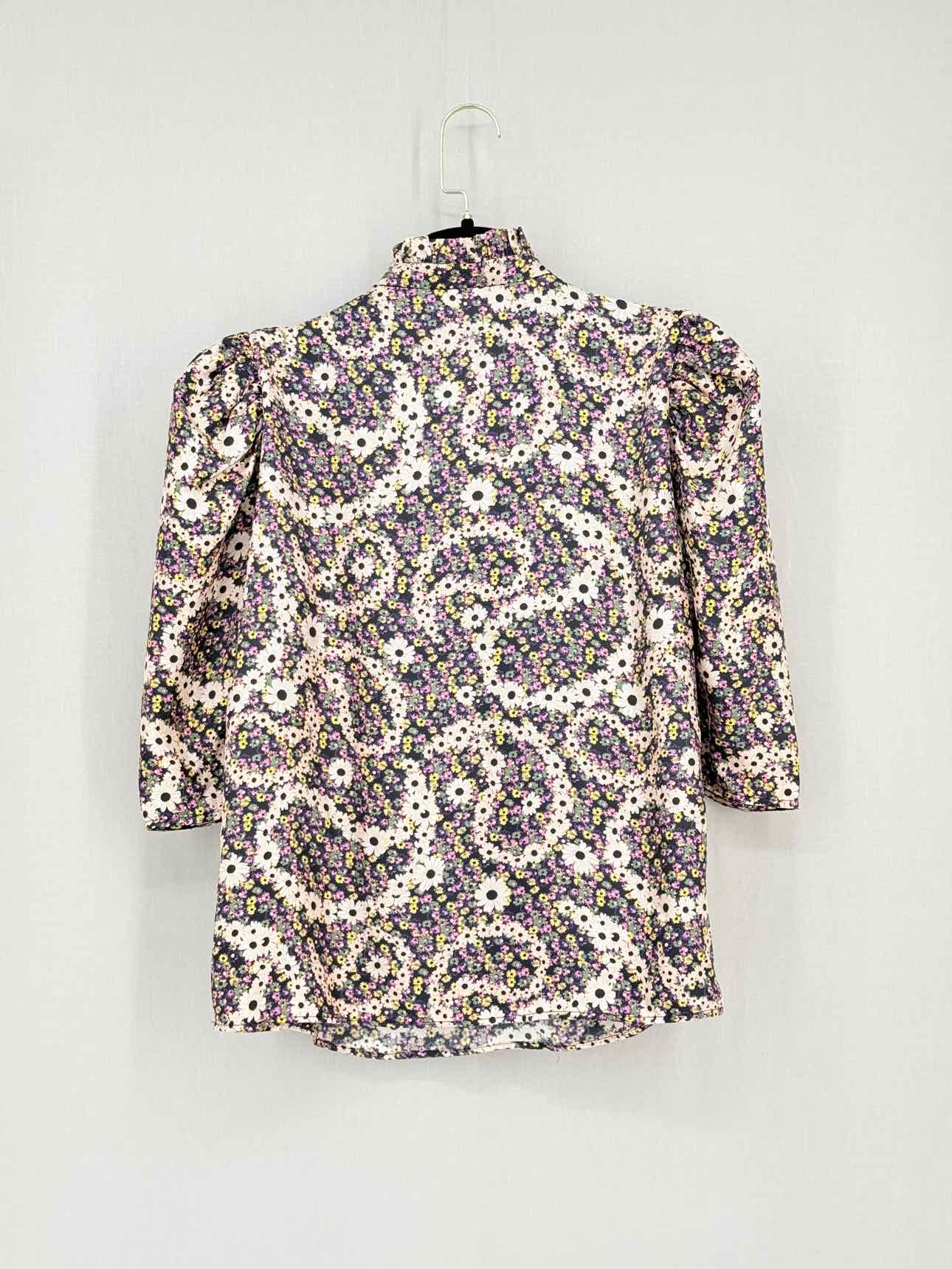 SANDRO Black Multicolor Floral Size Medium Blouse