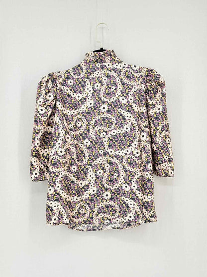 SANDRO Black Multicolor Floral Size Medium Blouse