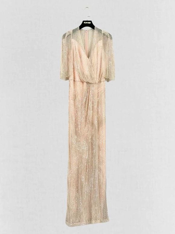 JENNY PACKHAM Dana Cream Size US 10 Long Dress