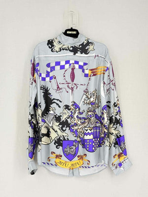 MIU MIU Grey Multicolor Sword Print Size US 2 Shirt