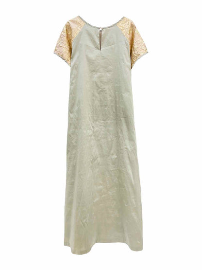 NOORA HEFZI A-Line Peach & Grey Jacquard Long Dress