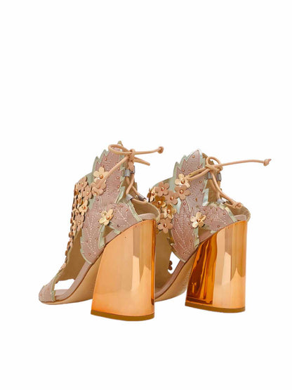 IVY KIRZHNER Lace Up Beige Heeled Shoes