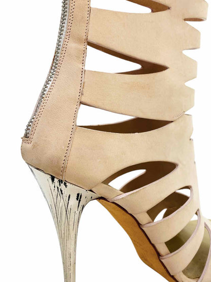 GIUSEPPE ZANOTTI Cutout Beige Booties 38