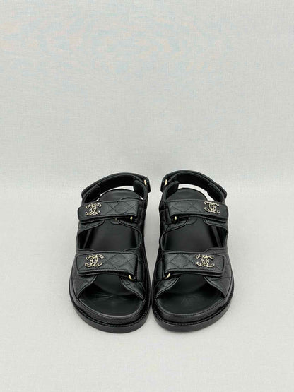 CHANEL Dad Black Quilted Size EU 39 Sandals