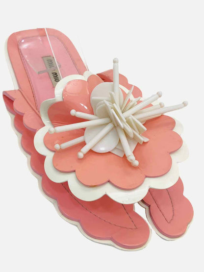 MIU MIU Runway Pink & White Sandals