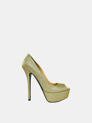 PRADA Peep Toe Gold Size EU 39 Pumps