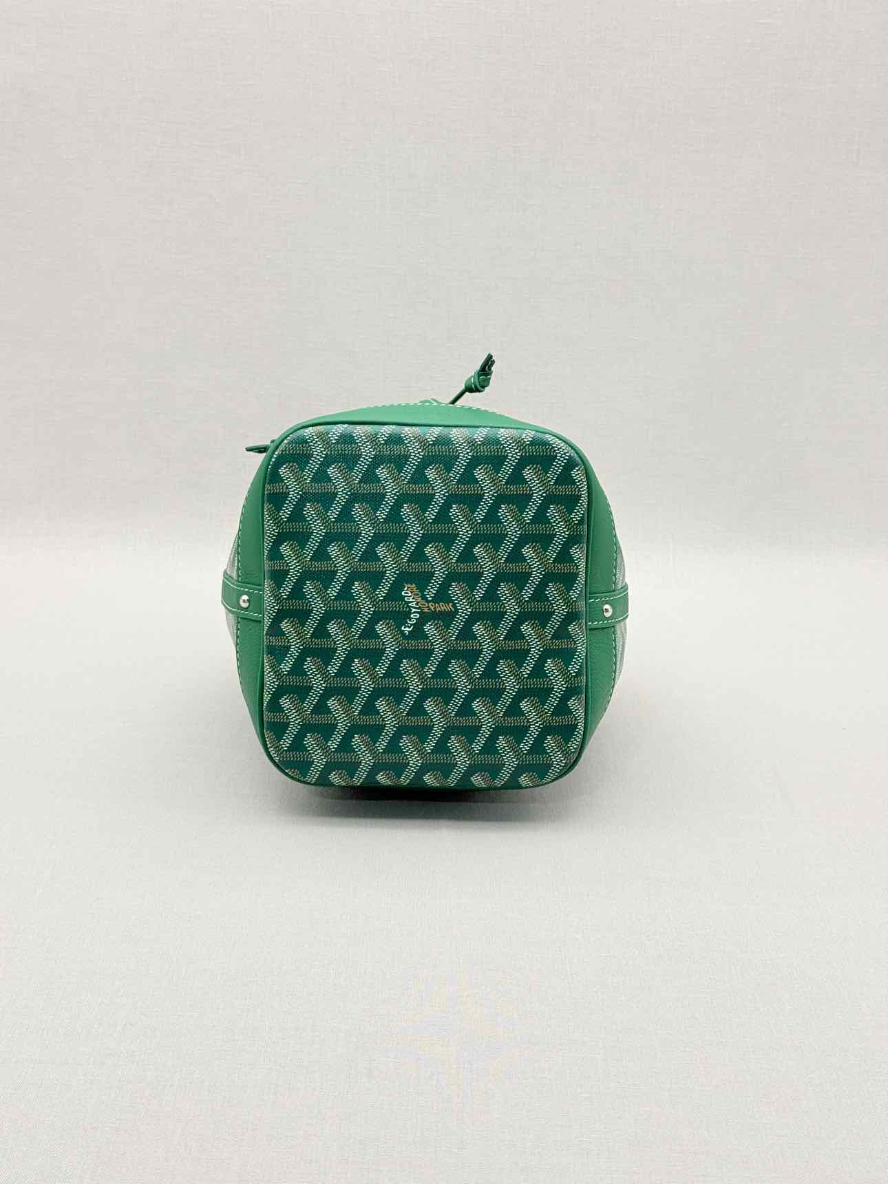 GOYARD Petit Flot Green Goyardine Chevron Bucket Bag
