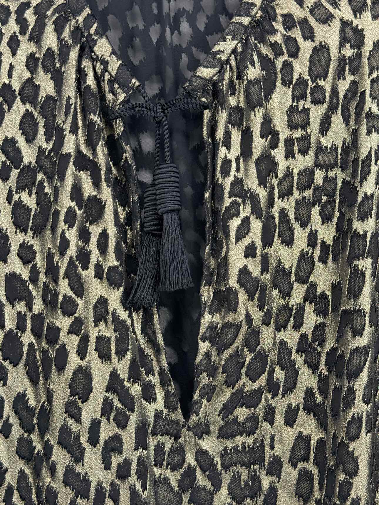 SAINT LAURENT Black & Gold Size US 4 Blouse