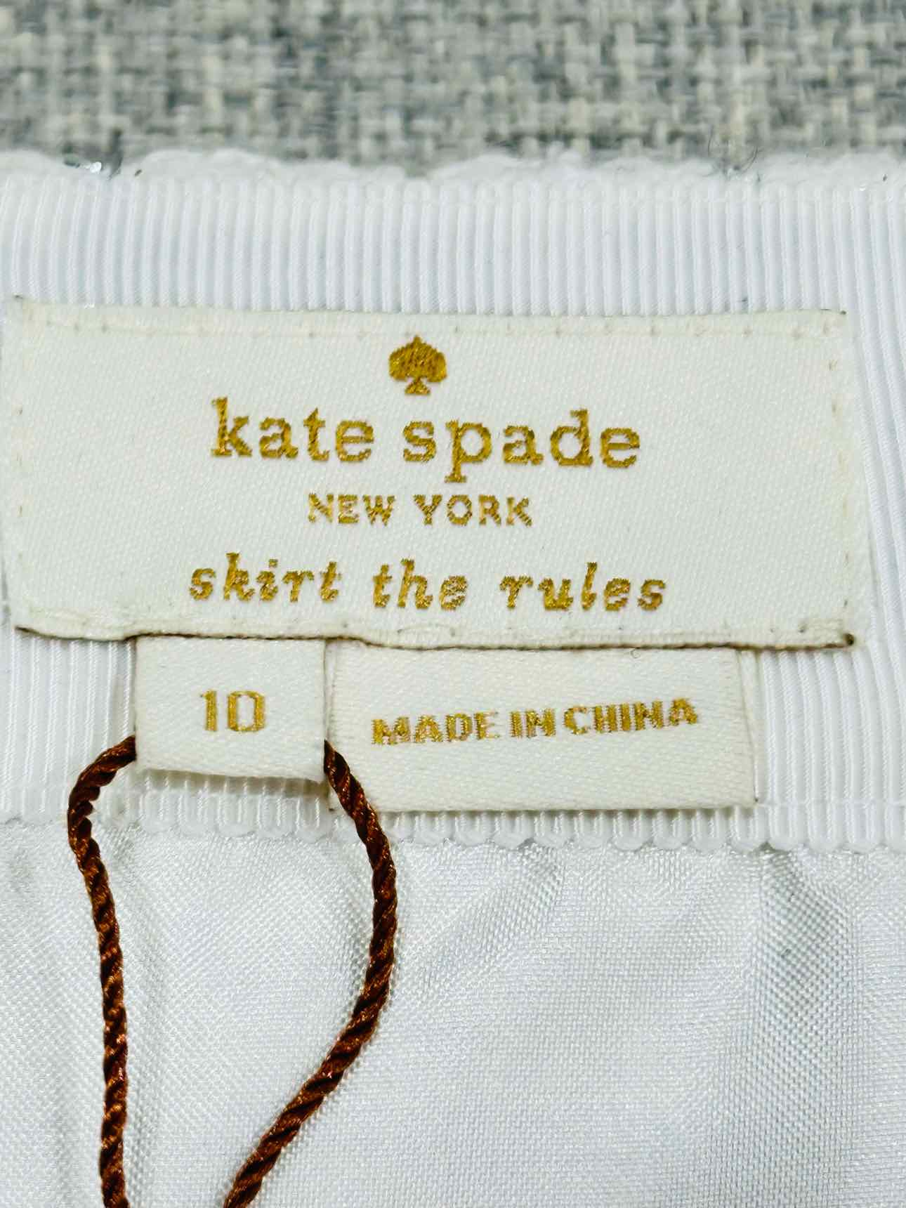 KATE SPADE Silver & White Size US 10 Mini Skirt