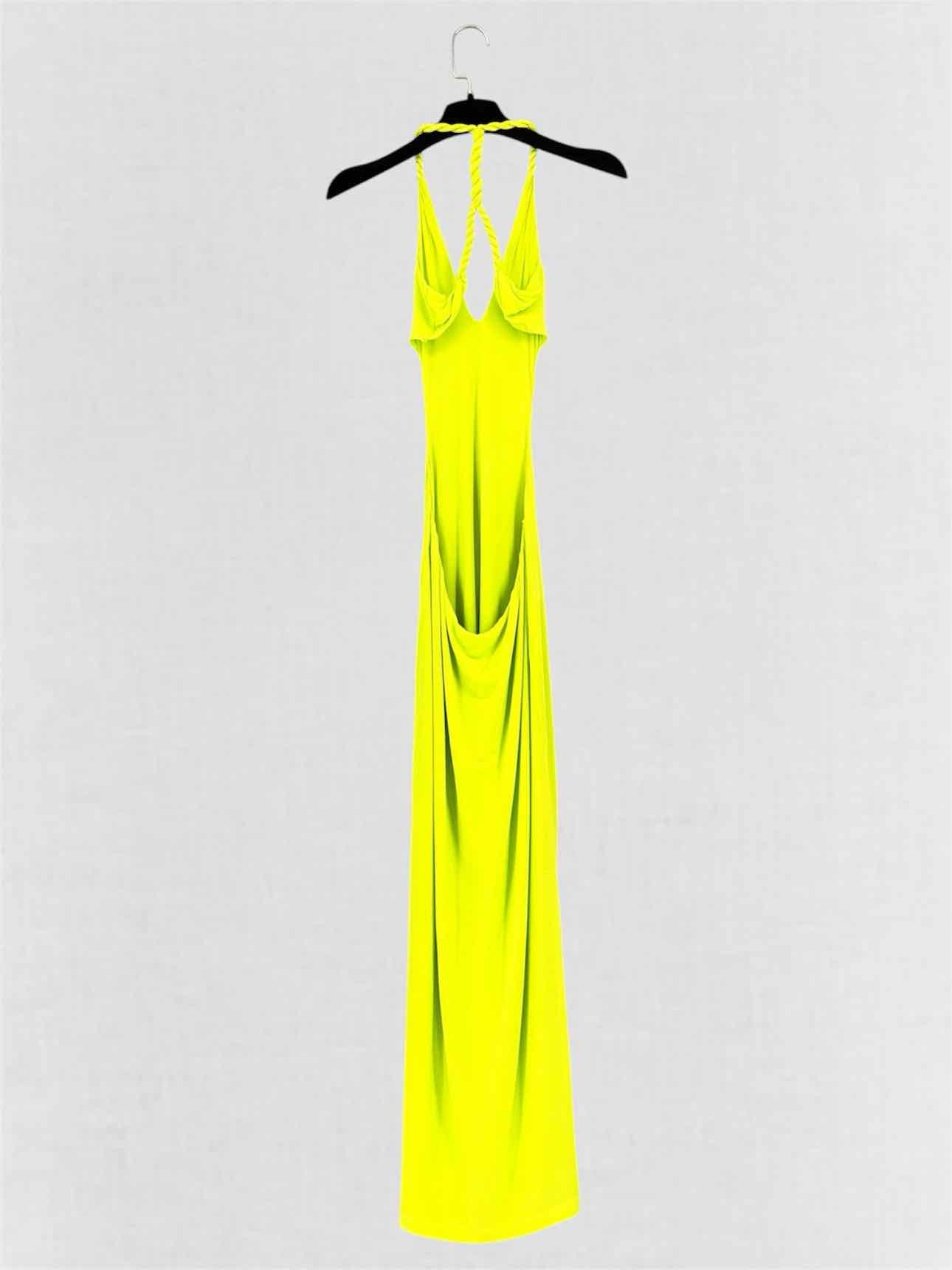 DION LEE V-Neck Rope Neon Green Size US 4 Long Dress