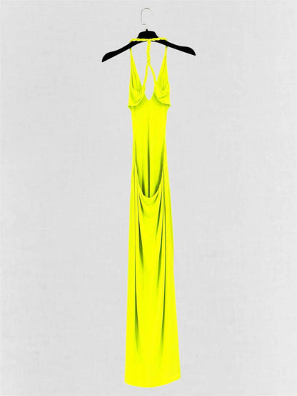 DION LEE V-Neck Rope Neon Green Size US 4 Long Dress