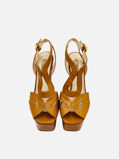 PRADA Strappy Tan Heeled Sandals 36.5