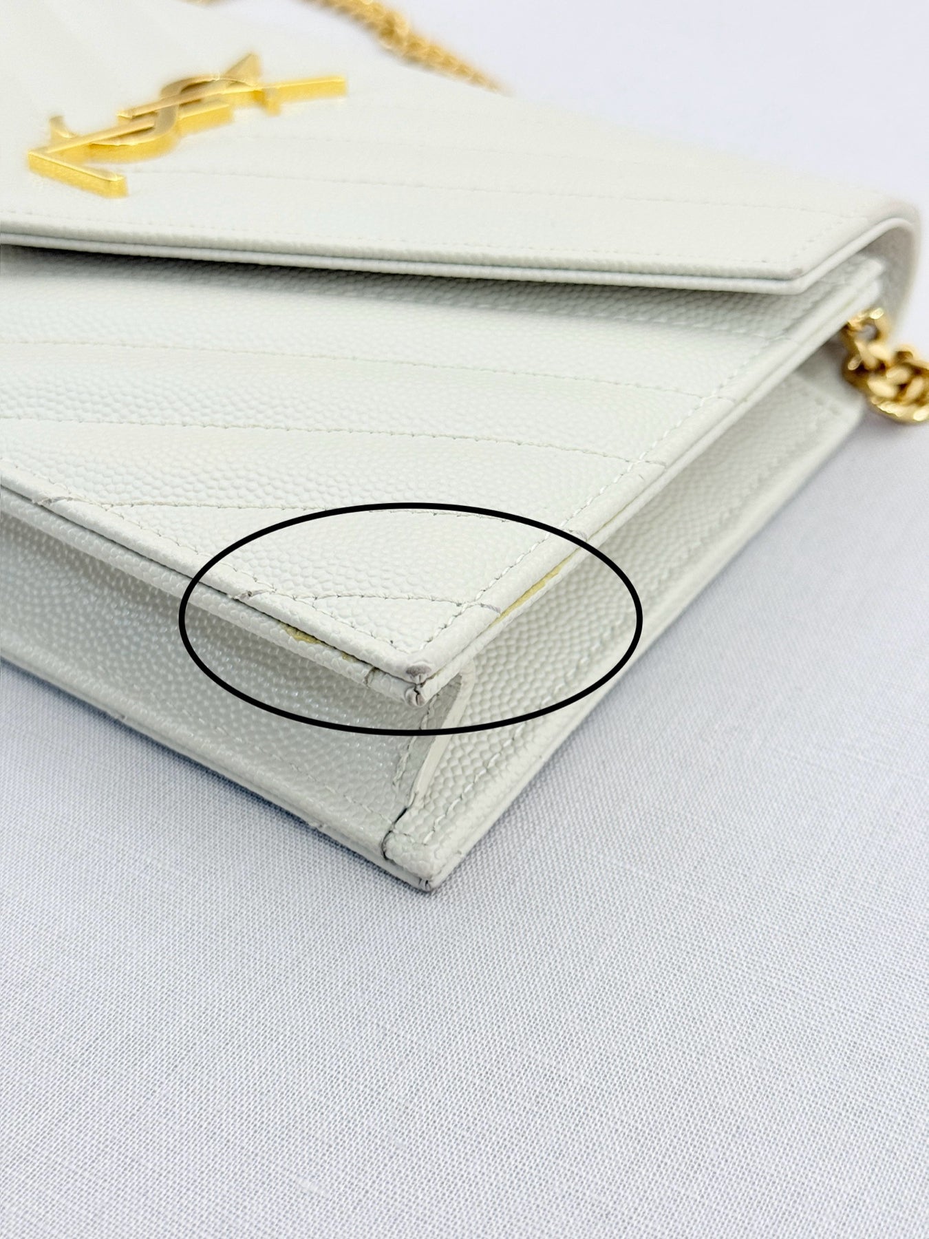 SAINT LAURENT Cassandre White Chevron Shoulder Bag