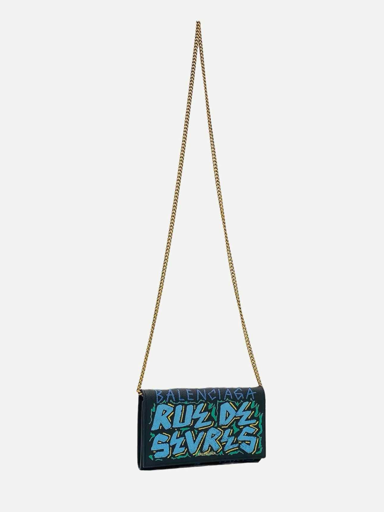 BALENCIAGA Graffiti Black Multicolor Shoulder Bag