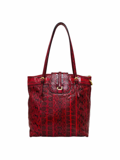 JIMMY CHOO Snakeskin Red & Black Shoulder Bag