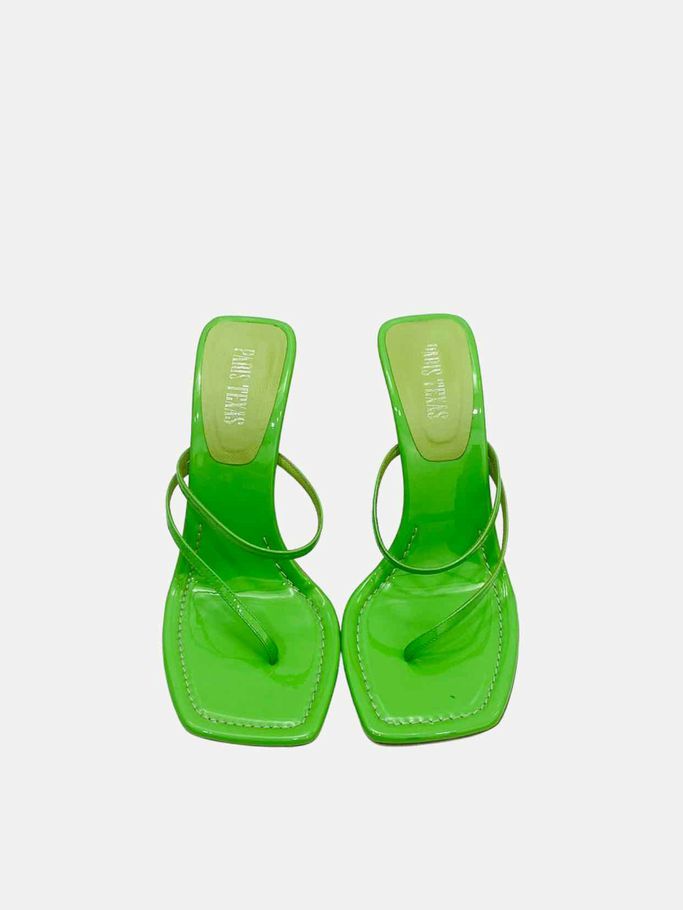 PARIS TEXAS Flip Flops Green Mules 38.5