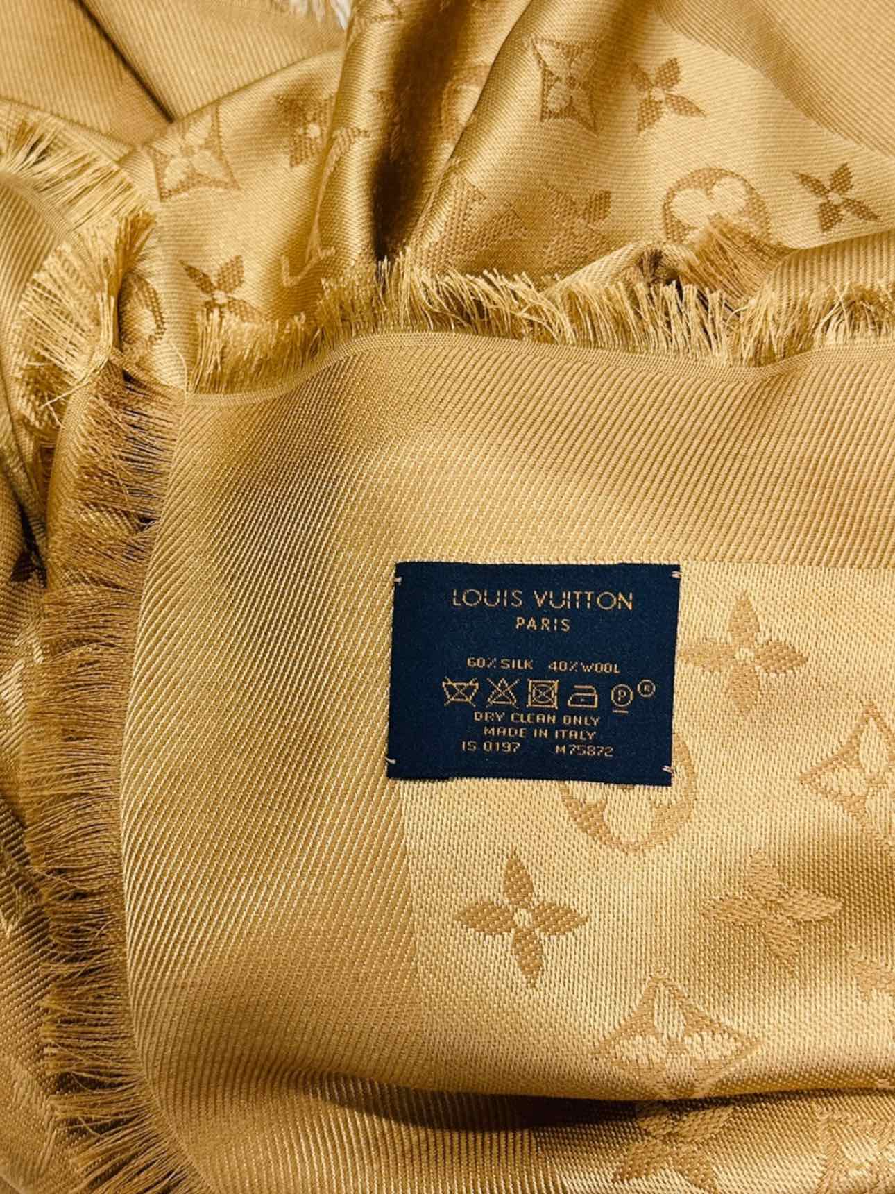 LOUIS VUITTON Classic Jacquard Caramel Monogram Shawl