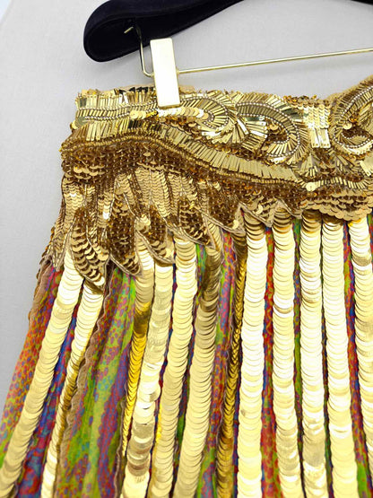 ROBERTO CAVALLI Runway Gold Size US 8 Mini Skirt