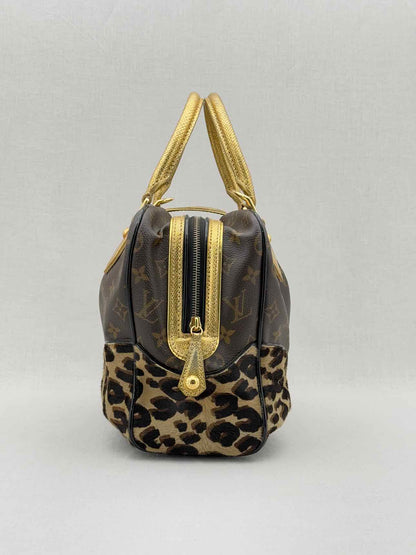 LOUIS VUITTON Adele Brown & Beige Leopard Top Handle
