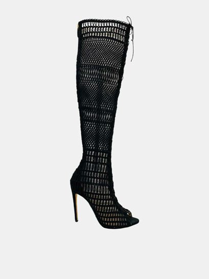 GIAMBATTISTA VALLI Knitted Black Knee High Boots 39