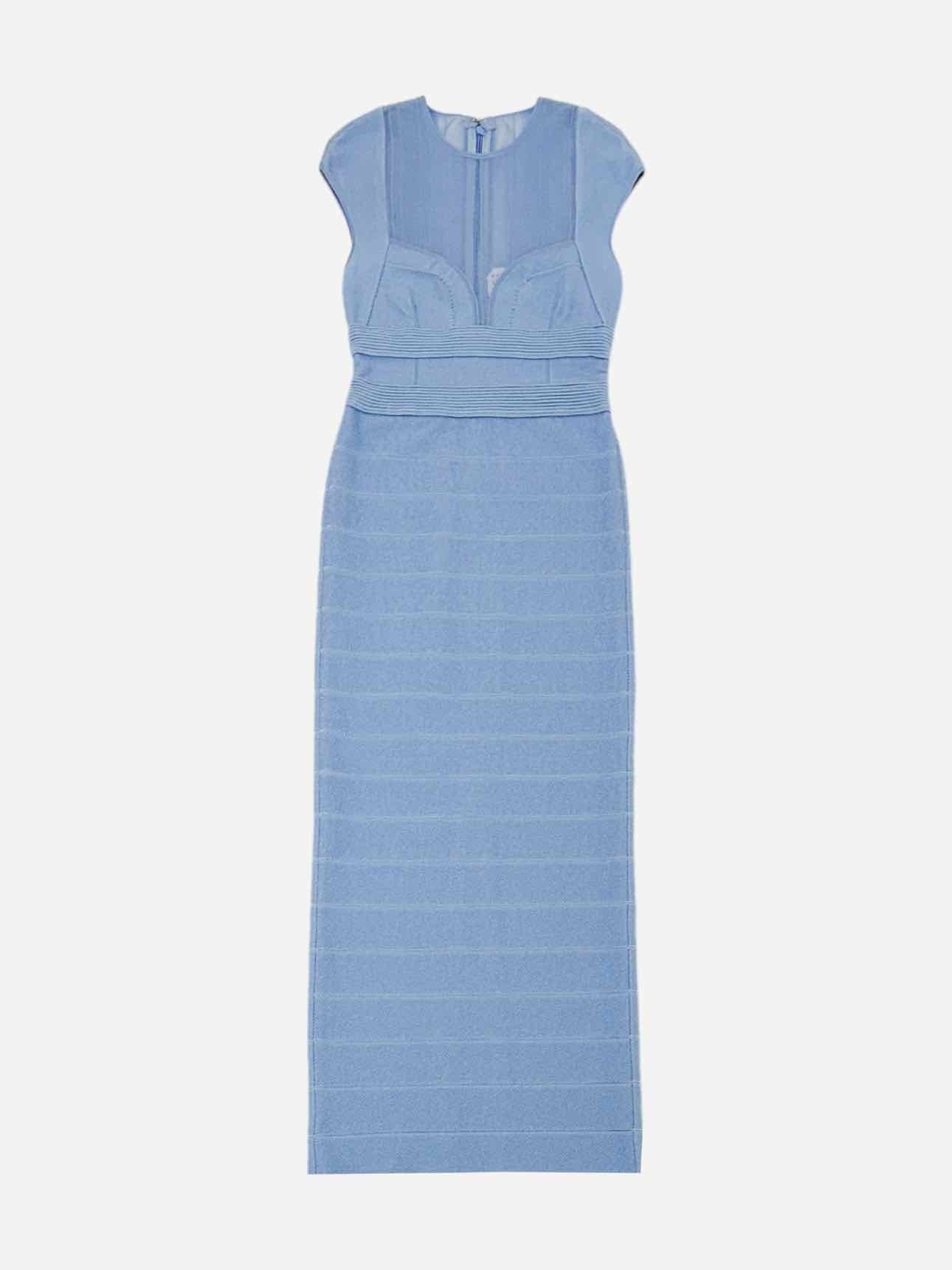 HERVE LEGER Sheath Blue Long Dress