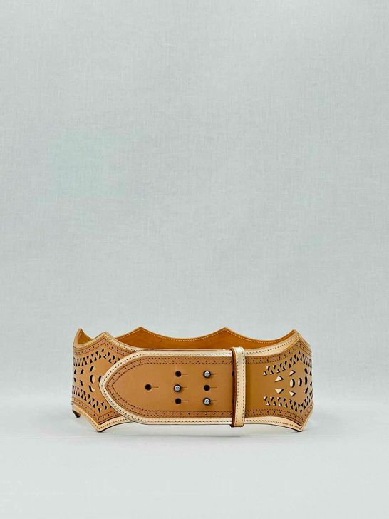 ALAIA Beige & Gold Belt