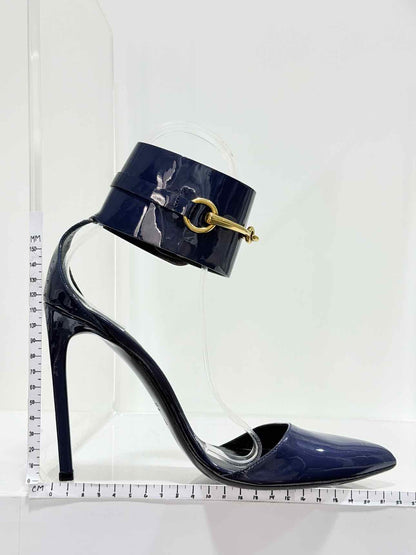 GUCCI Ursula Navy Blue Size EU 39.5 Heeled Sandals