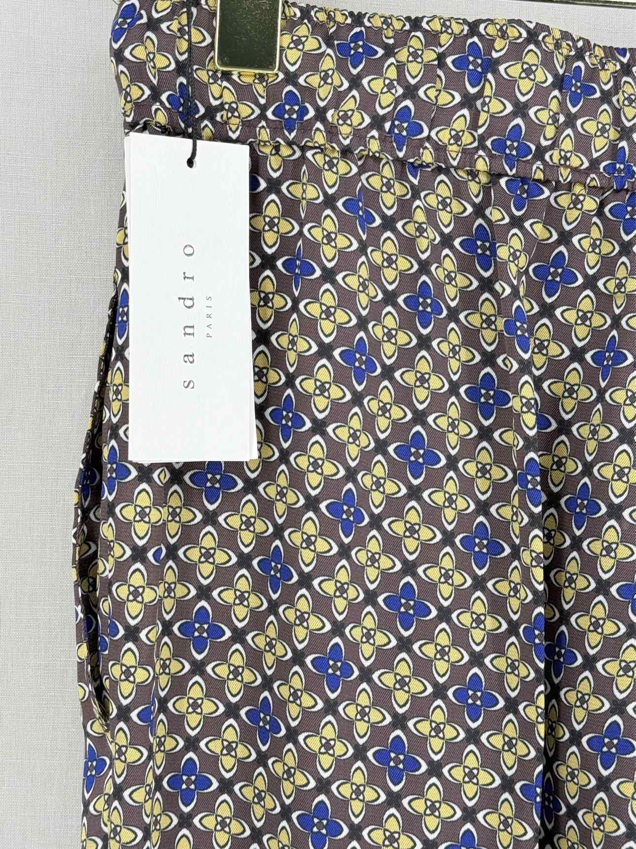 SANDRO Danny Brown Multicolor Floral Print Pants