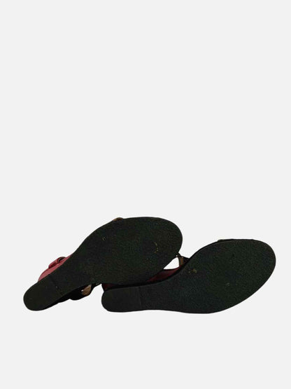 FENDI T-bar Red & Brown Size EU 40 Wedges