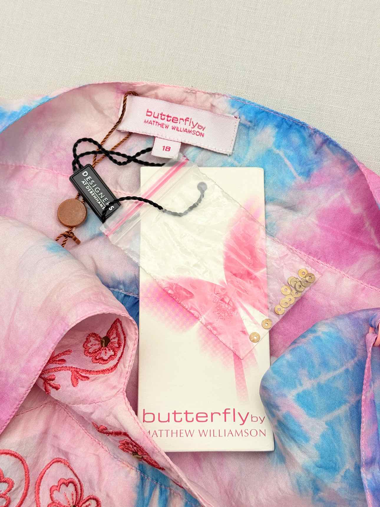BUTTERFLY Pink Multicolor Size US 10 Knee Length Dress