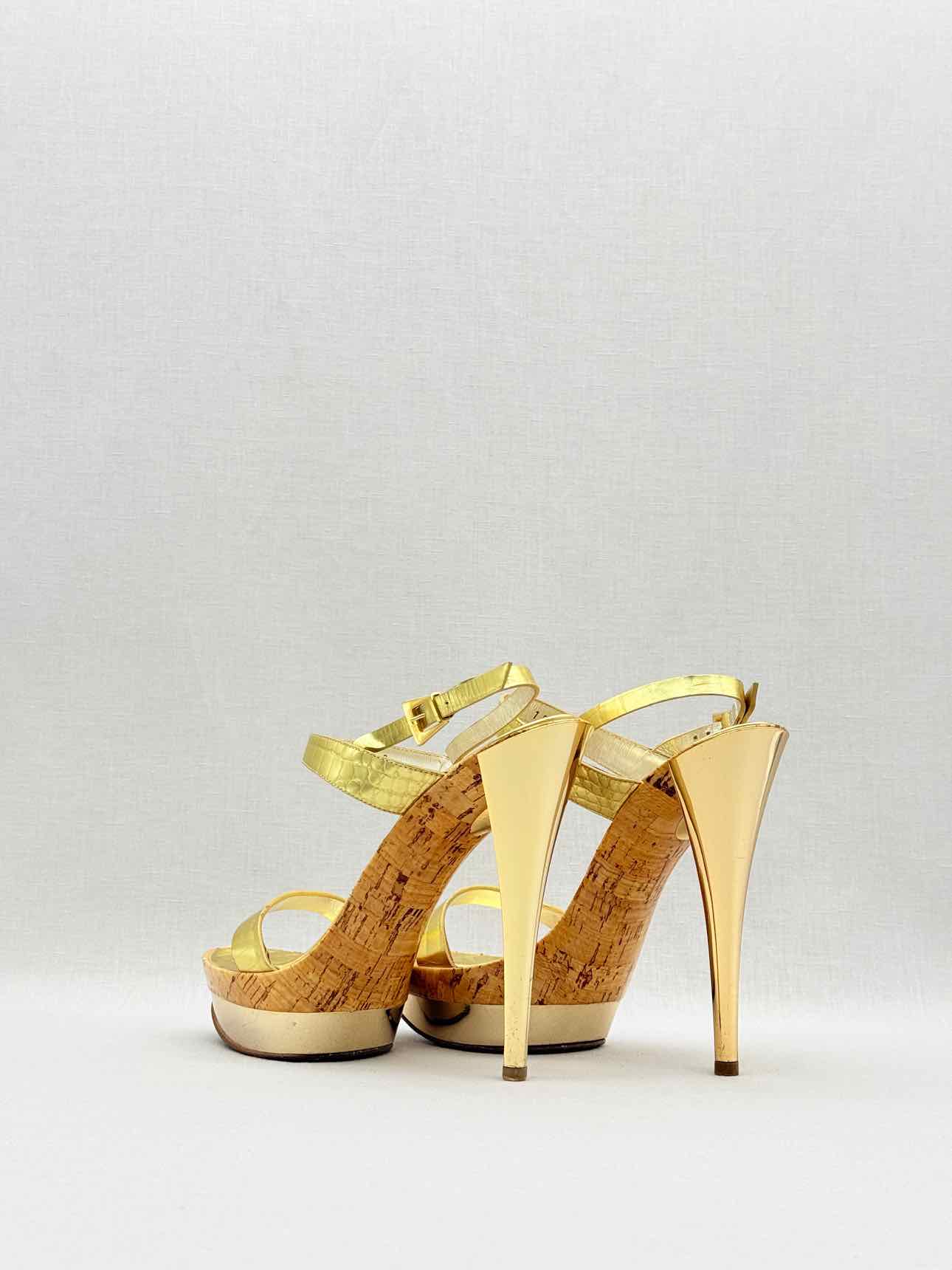 CASADEI Metallic Gold Size EU 38 Heeled Sandals