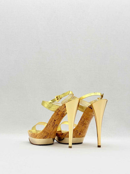 CASADEI Metallic Gold Size EU 38 Heeled Sandals